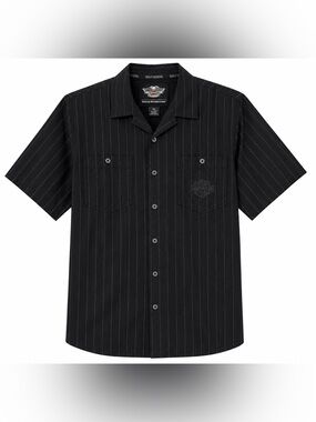 Harley-Davidson Genuine MotorClothes Black Pinstripe Button-Up Shirt 3XL Men’s S